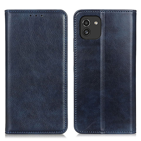 Handytasche Stand Schutzhülle Flip Leder Hülle N01P für Samsung Galaxy A03 Blau