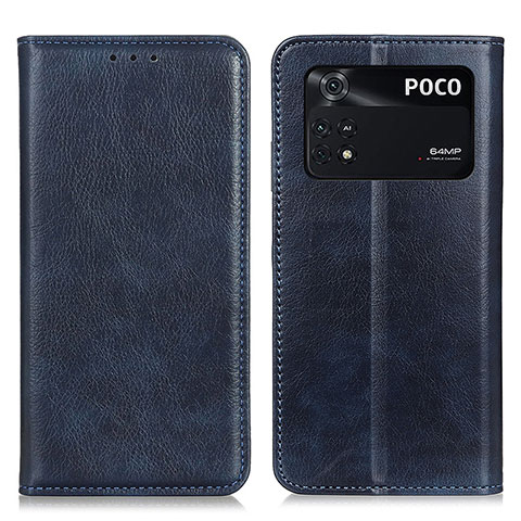 Handytasche Stand Schutzhülle Flip Leder Hülle N01P für Xiaomi Poco M4 Pro 4G Blau