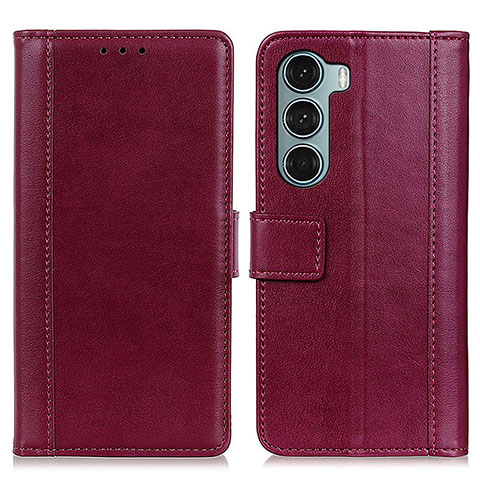 Handytasche Stand Schutzhülle Flip Leder Hülle N02P für Motorola Moto G200 5G Rot