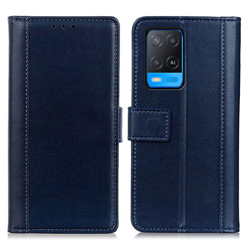 Handytasche Stand Schutzhülle Flip Leder Hülle N02P für Oppo A54 4G Blau