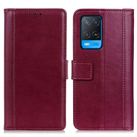 Handytasche Stand Schutzhülle Flip Leder Hülle N02P für Oppo A54 4G Rot