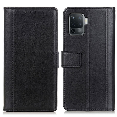 Handytasche Stand Schutzhülle Flip Leder Hülle N02P für Oppo F19 Pro Schwarz