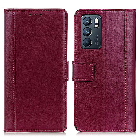 Handytasche Stand Schutzhülle Flip Leder Hülle N02P für Oppo Reno6 5G Rot