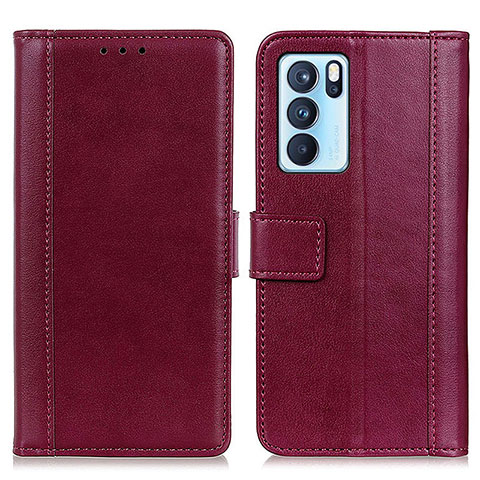 Handytasche Stand Schutzhülle Flip Leder Hülle N02P für Oppo Reno6 Pro 5G India Rot