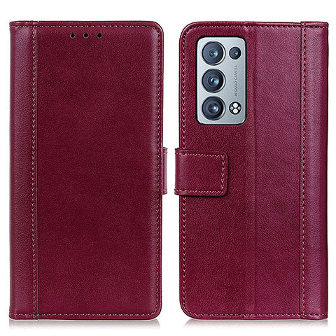 Handytasche Stand Schutzhülle Flip Leder Hülle N02P für Oppo Reno6 Pro+ Plus 5G Rot