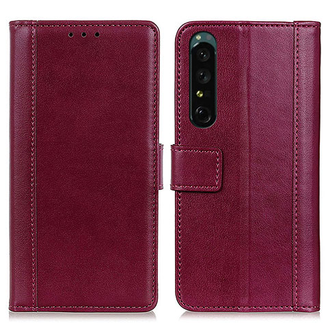 Handytasche Stand Schutzhülle Flip Leder Hülle N02P für Sony Xperia 1 III Rot