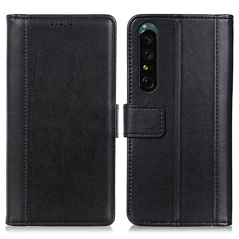 Handytasche Stand Schutzhülle Flip Leder Hülle N02P für Sony Xperia 1 III Schwarz