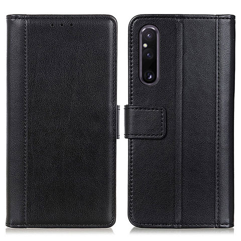 Handytasche Stand Schutzhülle Flip Leder Hülle N02P für Sony Xperia 1 V Schwarz