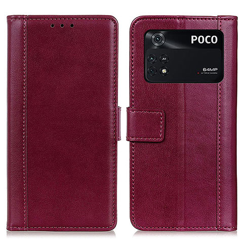 Handytasche Stand Schutzhülle Flip Leder Hülle N02P für Xiaomi Poco M4 Pro 4G Rot