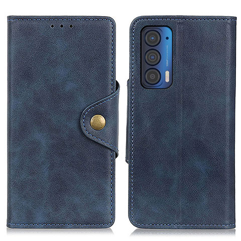 Handytasche Stand Schutzhülle Flip Leder Hülle N03P für Motorola Moto Edge (2021) 5G Blau