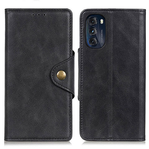 Handytasche Stand Schutzhülle Flip Leder Hülle N03P für Motorola Moto G 5G (2022) Schwarz