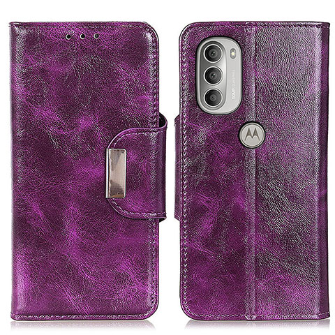 Handytasche Stand Schutzhülle Flip Leder Hülle N04P für Motorola Moto G51 5G Violett