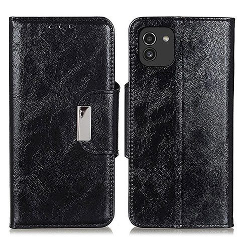 Handytasche Stand Schutzhülle Flip Leder Hülle N04P für Samsung Galaxy A03 Schwarz