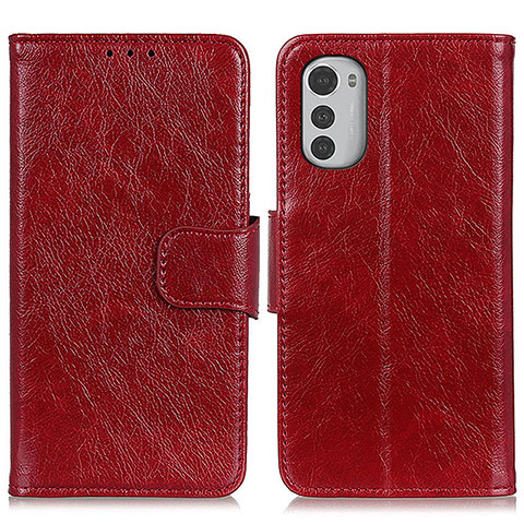 Handytasche Stand Schutzhülle Flip Leder Hülle N05P für Motorola Moto E32 Rot