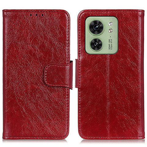 Handytasche Stand Schutzhülle Flip Leder Hülle N05P für Motorola Moto Edge 40 5G Rot