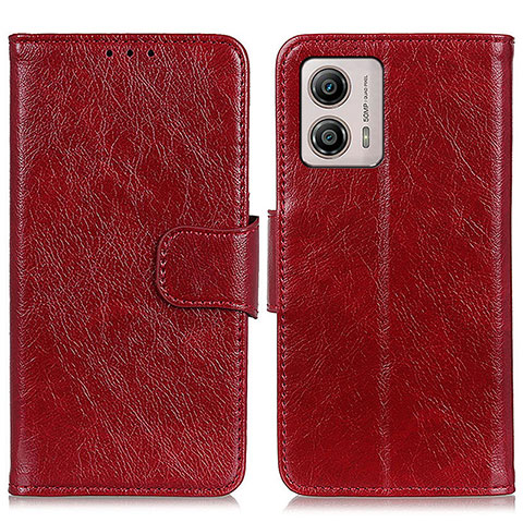 Handytasche Stand Schutzhülle Flip Leder Hülle N05P für Motorola Moto G53 5G Rot