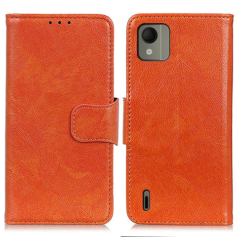 Handytasche Stand Schutzhülle Flip Leder Hülle N05P für Nokia C110 Orange