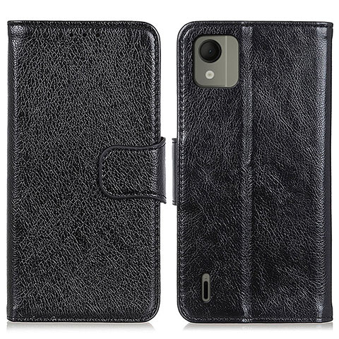 Handytasche Stand Schutzhülle Flip Leder Hülle N05P für Nokia C110 Schwarz