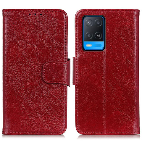 Handytasche Stand Schutzhülle Flip Leder Hülle N05P für Oppo A54 4G Rot