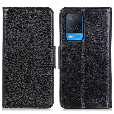 Handytasche Stand Schutzhülle Flip Leder Hülle N05P für Oppo A54 4G Schwarz