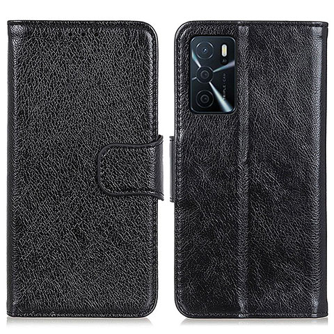 Handytasche Stand Schutzhülle Flip Leder Hülle N05P für Oppo A54s Schwarz