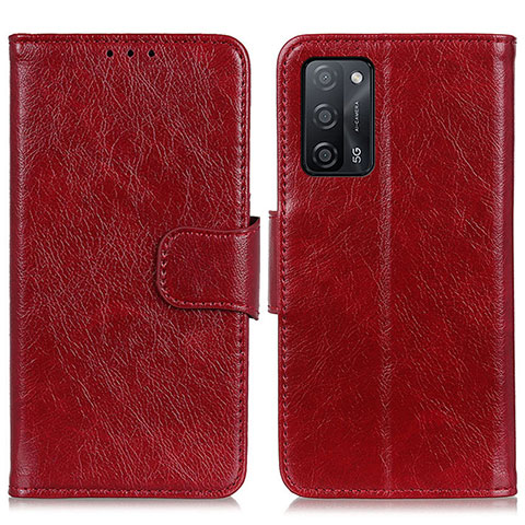 Handytasche Stand Schutzhülle Flip Leder Hülle N05P für Oppo A55 5G Rot