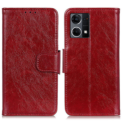 Handytasche Stand Schutzhülle Flip Leder Hülle N05P für Oppo F21 Pro 4G Rot