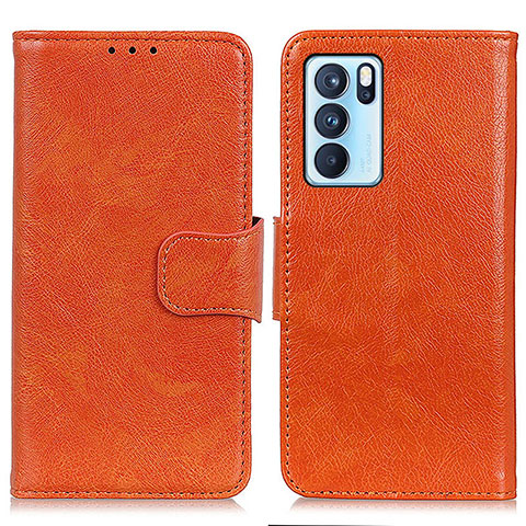 Handytasche Stand Schutzhülle Flip Leder Hülle N05P für Oppo Reno6 Pro 5G India Orange