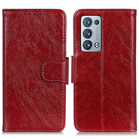 Handytasche Stand Schutzhülle Flip Leder Hülle N05P für Oppo Reno6 Pro+ Plus 5G Rot