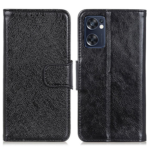 Handytasche Stand Schutzhülle Flip Leder Hülle N05P für Oppo Reno7 SE 5G Schwarz