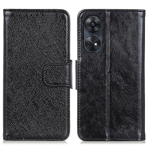 Handytasche Stand Schutzhülle Flip Leder Hülle N05P für Oppo Reno8 T 4G Schwarz