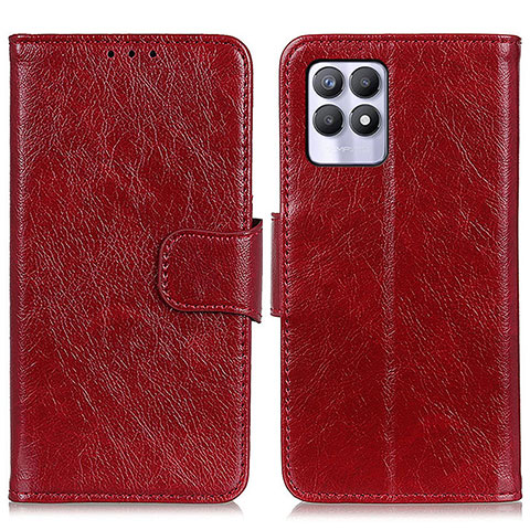 Handytasche Stand Schutzhülle Flip Leder Hülle N05P für Realme 8i Rot