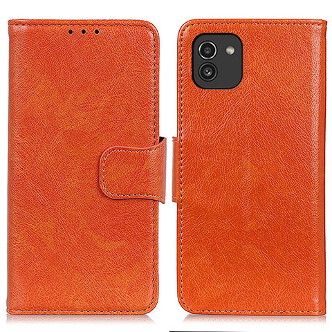 Handytasche Stand Schutzhülle Flip Leder Hülle N05P für Samsung Galaxy A03 Orange