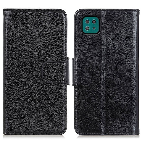 Handytasche Stand Schutzhülle Flip Leder Hülle N05P für Samsung Galaxy A22 5G Schwarz