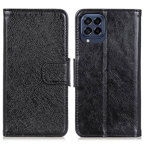 Handytasche Stand Schutzhülle Flip Leder Hülle N05P für Samsung Galaxy M53 5G Schwarz