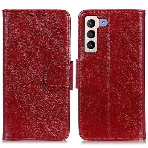 Handytasche Stand Schutzhülle Flip Leder Hülle N05P für Samsung Galaxy S21 5G Rot