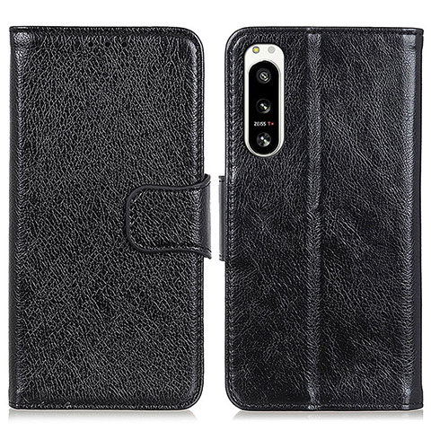 Handytasche Stand Schutzhülle Flip Leder Hülle N05P für Sony Xperia 5 IV Schwarz