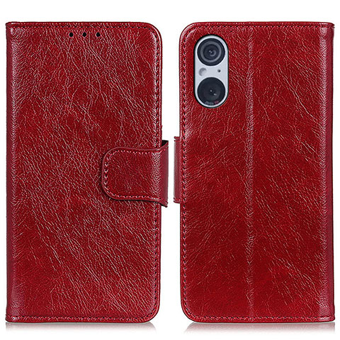 Handytasche Stand Schutzhülle Flip Leder Hülle N05P für Sony Xperia 5 V Rot