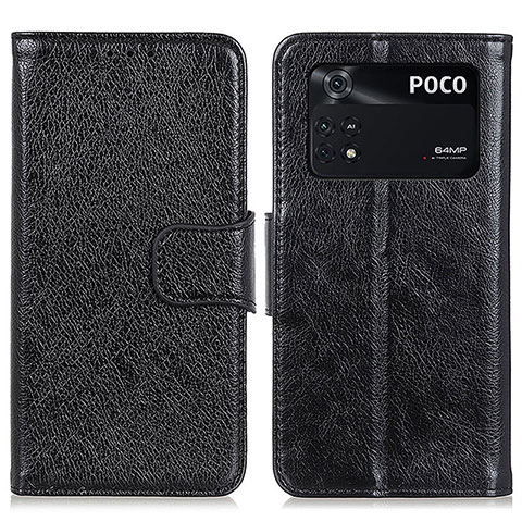 Handytasche Stand Schutzhülle Flip Leder Hülle N05P für Xiaomi Poco M4 Pro 4G Schwarz