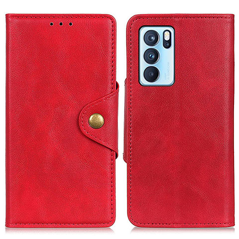 Handytasche Stand Schutzhülle Flip Leder Hülle N06P für Oppo Reno6 Pro 5G India Rot