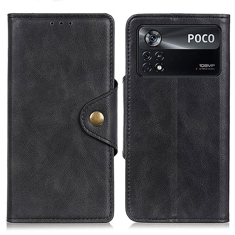 Handytasche Stand Schutzhülle Flip Leder Hülle N06P für Xiaomi Poco X4 Pro 5G Schwarz