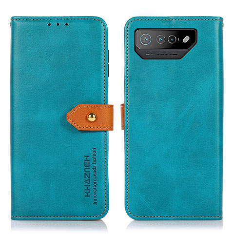 Handytasche Stand Schutzhülle Flip Leder Hülle N07P für Asus ROG Phone 7 Ultimate Cyan