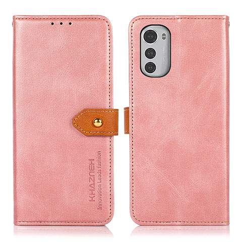 Handytasche Stand Schutzhülle Flip Leder Hülle N07P für Motorola Moto E32s Rosa