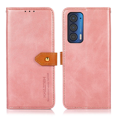 Handytasche Stand Schutzhülle Flip Leder Hülle N07P für Motorola Moto Edge (2021) 5G Rosa