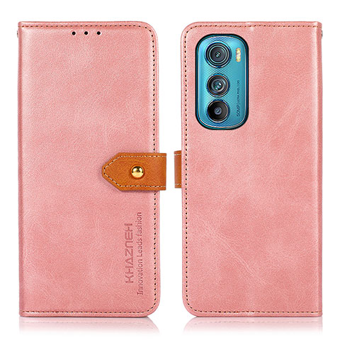 Handytasche Stand Schutzhülle Flip Leder Hülle N07P für Motorola Moto Edge 30 5G Rosa