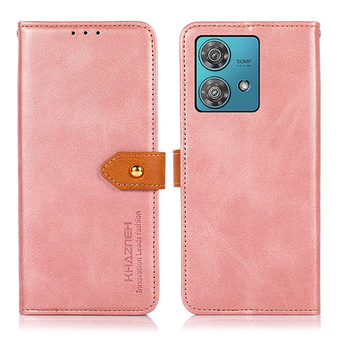 Handytasche Stand Schutzhülle Flip Leder Hülle N07P für Motorola Moto Edge 40 Neo 5G Rosa