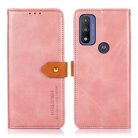 Handytasche Stand Schutzhülle Flip Leder Hülle N07P für Motorola Moto G Pure Rosa