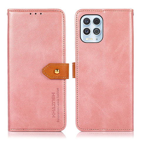 Handytasche Stand Schutzhülle Flip Leder Hülle N07P für Motorola Moto G100 5G Rosa