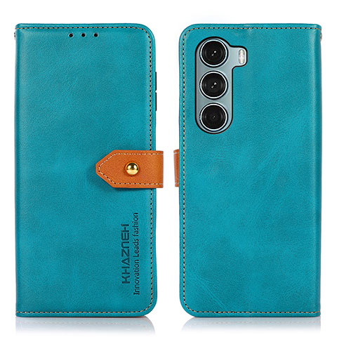 Handytasche Stand Schutzhülle Flip Leder Hülle N07P für Motorola Moto G200 5G Cyan