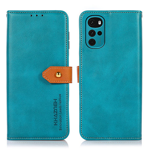 Handytasche Stand Schutzhülle Flip Leder Hülle N07P für Motorola Moto G22 Cyan